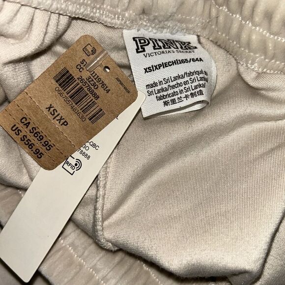 Pink Victoria Secret Cream Velour Oversized Sweatpants(Size XS) - Picture 6 of 10